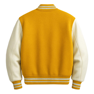 Veste bomber sportive d'hiver de qualité supérieure 2025, couleur jaune, manches blanches, col montant, 360 GSM, vêtements décontractés pour hommes - Product Image 2