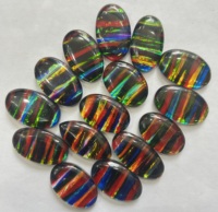 Opale noire de qualité supérieure AAA+ - Cabochon poli à la main - Double opale pour la fabrication de bijoux - Pierre précieuse noire Aural en vrac