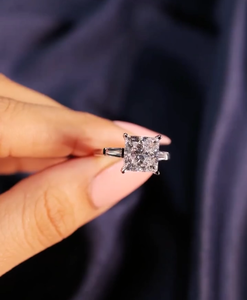 Princess Cut Diamond <b>Solitaire</b> <b>Ring</b> features delicate tapered baguette accents and secure four prong setting perfect for Gift - Product Image 1