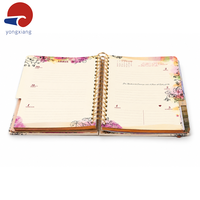 Carnet de notes personnalisé à couverture rigide avec bord doré, spirale, intercalaires, pochette et pages autocollantes