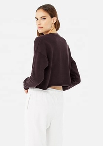 Women's Cropped Crewneck Sweatshirt Soft Custom <b>Crop</b> <b>Top</b> Pullover Breathable 100% Cotton with Customized Color and Logo - Product Image 2