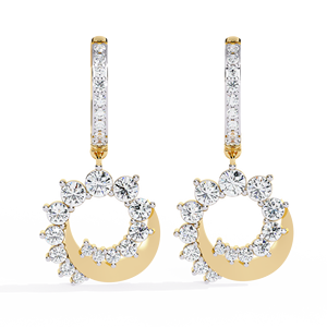 Pendientes colgantes de gota de oro macizo de 10K, 14K, 18K, diseño Circular, corte brillante redondo, Diamante cultivado en laboratorio - Product Image 1