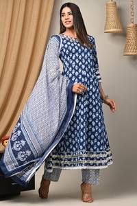 Belle Designer Femmes Haute Qualité Rayonne Imprimé Anarkali Kurti Avec Pantalon & Dupatta (Ensemble 3Pc) pour femmes et filles - Product Image 6
