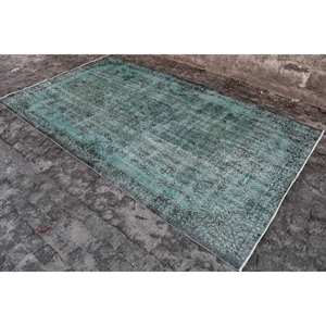 Tapis turc Vintage vert classique 5.7 X 9.7ft grande surface laine Patchwork Rectangle motif abstrait pour couloir chambre tapis Latex - Product Image 3