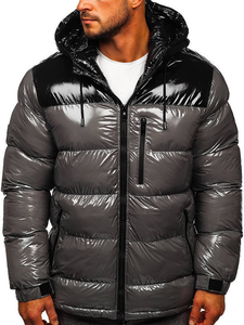 Men's <b>Padded</b> Winter Puffer <b>Jacket</b>, Warm <b>Waterproof</b> Shinny Bubble Coat Lightweight Puffer <b>Jacket</b> - Product Image 2