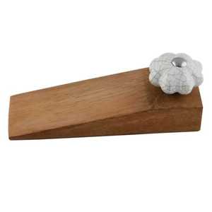 Butoir de porte en bois fait à la main en bois et en céramique à motif floral butée de porte en bois - Product Image 2