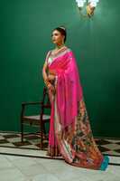 Vente chaude Premium Qualité Tendance Paithani Saree Blouse Fantaisie Coloré Glands Contraste Bordure Doux Soie Dames De Mariage