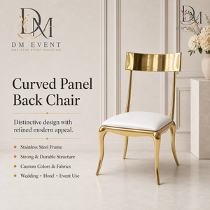 Straight Top Rail Back Gold Stainless Steel Wedding Reception Chair with <b>White</b> <b>Cushion</b> for Banquet Halls Wholesale Seating - Product Image 1