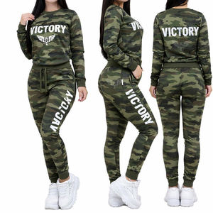 Conjunto Deportivo de Camuflaje para Mujer con Logotipo Personalizado, Sudadera de Manga Larga y Pantalones Deportivos - Product Image 1
