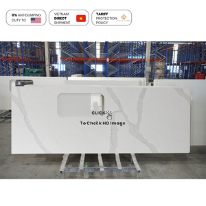 Tấm đá nhân tạo thạch anh giả đá cẩm thạch tối giản phong cách tối giản nhà máy NV838 Việt Nam dùng cho mặt bếp nhà hàng, quán bar, công trình kỹ thuật thương mại - Product Image 4