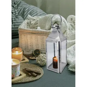 Mini lanternes vintage en métal doré avec logo personnalisable Bougeoirs décoratifs en verre pour Noël et la Saint-Valentin - Product Image 3