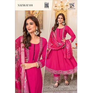 Collezione Estiva Tradizionale di Lusso per Donne, Kurti in Puro Mussolina con Ricami Artigianali, Vestibilità Regolare, Moda Maruti, Set con Pantaloni Teby - Product Image 2