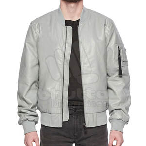 แจ็กเก็ตหนังสีเทาสำหรับผู้ชายมาใหม่พร้อมคอตั้งสำหรับฤดูหนาว - Product Image 1