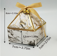 Boîte à Bonbons de Mariage Argent Bleu Marine Vert Rose Rouge et Or Mini Pyramide Diamant Papier Emballage Gemme Triangle Cadeau Boîtes de Faveur
