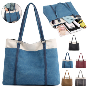 Bolso de lona versátil para mujer Bolso de hombro duradero con estilo para uso diario Trabajo de viaje Casual con asas cómodas - Product Image 1