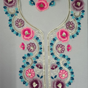 Chic cuello de red bordado con trabajo de secuencia para Ropa Étnica blusa Sari vestido escote boutique diseños de sastrería - Product Image 1