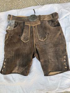 Últimos Lederhosen Bávaros para Oktoberfest, Traje Tradicional Masculino, Lederhosen Knurz Ligeros, Bordados, de Cuero Vacuno y Gamuza - Product Image 5