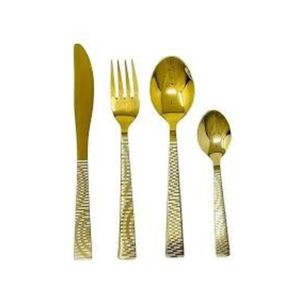 Ensemble de couverts en acier inoxydable doré tendance, manche design, ensemble de couverts de luxe pour hôtel, restaurant - Product Image 1