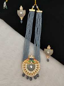 Phong cách dân tộc rajasthani và mughal lấy cảm hứng từ con công Motif <span class=keywords><strong>kundan</strong></span> Necklace Set Heavy Brass tùy chỉnh thiết kế cho đặt hàng số lượng lớn - Product Image 6