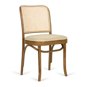 Silla de comedor Eric hecha de madera maciza de teca con acabado natural de mimbre de ratán - Product Image 5