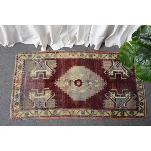 Tapis en laine patchwork vintage 1.9x3,5 pieds tapis à tissage plat turc couleurs rouges et bleues pour les décorations de salon - Product Image 1