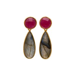 Pendiente de gota de labradorita chapada en oro de 18 quilates Pendiente de Plata de Ley 925 de 5CM para mujeres y niñas - Product Image 5