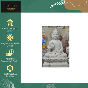 Statue de Bouddha en marbre blanc de luxe spirituel sculpté à la main de qualité supérieure avec taille personnalisée pour l'entrée de la maison - Product Image 2