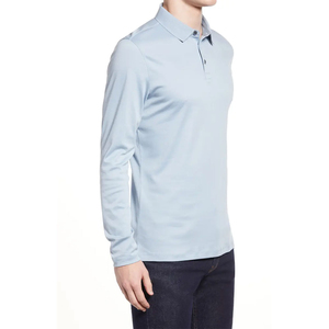 Polo informal para hombre de algodón 100% de alta calidad para invierno, Jersey transpirable de manga larga con patrón sólido personalizable - Product Image 6