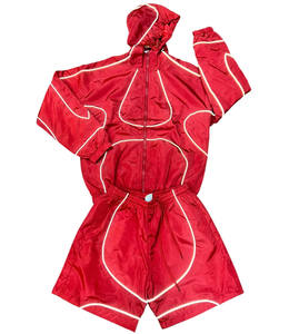 Conjunto de Chaqueta con Capucha y Pantalones Cortos Reflectantes Personalizados Unisex, 2 Piezas, Poliéster/Algodón, Cortavientos, Ropa Deportiva, Rojo, Resistente al Agua - Product Image 1