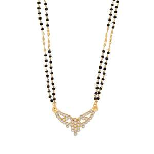 Kriaa 1500667 Pulsera de cuentas finas de Mangalsutra chapada en oro blanco austriaco - Product Image 1