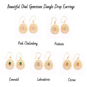 Pendientes de piedras preciosas de labradorita chapados en oro de diseñador, estilo de gota de corte ovalado gris, gancho de joyería colgante, pendientes de labradita de moda - Product Image 2