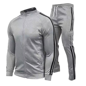 Ensemble de sport décontracté 2 pièces pour homme avec logo personnalisé, rayures unies, chaud, doux pour la peau, respirant, séchage rapide, antibactérien - Product Image 3