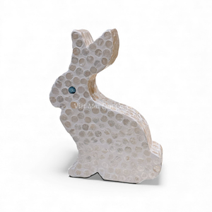 Escultura Decorativa de Conejo de Pascua Hecha a Mano con Madreperla, Adorno de Primavera Natural, Elegante y de Lujo, de Vietnam - Product Image 1