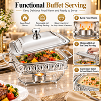 Plat de service de luxe en métal doré avec couvercle en verre pour buffet, idéal pour hôtels, restaurants, mariages et traiteurs