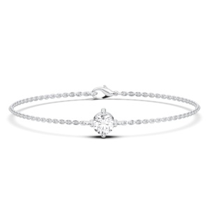 0.50 carats F-G/VS Lab Grown forme ronde diamant Solitaire chaîne Bracelet 7 pouces PT950 luxe unisexe - Product Image 1