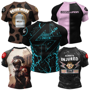 Rashguard de combat BJJ MMA à manches courtes noir sans Gi, design populaire personnalisé, pour hommes - Product Image 6