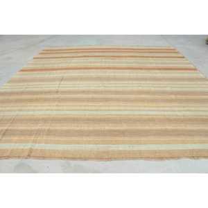 Turkish Oversize Rug 11.8x12.5 ft, <b>Brown</b> White Solid Rug <b>Wool</b> - Product Image 1