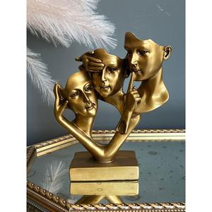 ทอง tavolo ฉันไม่เคยเห็น-ฉันไม่เคยได้ยิน-ฉันไม่รู้ Figurine-11x28ซม. - Product Image 1
