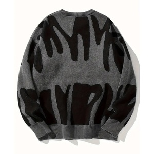 เสื้อสเวตเตอร์แบบสวมหัวแขนยาวลำลองสไตล์คนเมืองของผู้ชายเสื้อสเวตเตอร์แบบเรียบง่ายสีดำและสีเทาผ้าฝ้ายเนื้อนุ่มสำหรับฤดูหนาว - Product Image 2