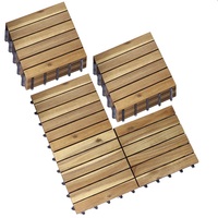 Dalles de terrasse en bois d'acacia au design moderne, lisses, 12 mm, écologiques, extérieures, à 6 lattes, à emboîtement, finition naturelle pour la décoration intérieure