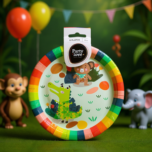 Assiettes en papier Party Love 17 cm, thème jungle animale, lot de 8 - Product Image 3