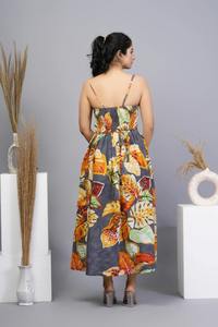 Vestido de algodón indio hecho a mano para mujer estampado floral cómodo vestido Midi ropa de verano de moda para luna de miel nuevo estilo vestido de algodón - Product Image 3