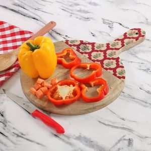 Décalque rond imprimé planche à découper/hacher maison cuisine mariage noël manguier bois et bambou noyer avec poignée BY HF CRAFTS - Product Image 2