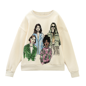 Women's <b>Stand</b> Collar Sweatshirt Oversized Printed Hoodie Breathable Fabric Front Logo Winter Spring Casual Wear - Product Image 4