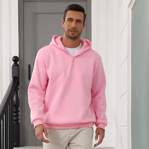 เสื้อฮู้ดผู้ชายสไตล์ลำลองสำหรับฤดูหนาว ซิป ¼ ผ้าฟลีซ ให้ความอบอุ่น สัมผัสนุ่ม ยืดหยุ่น รูปทรงสวยงาม ตะเข็บทนทาน สวมใส่สบายทุกวัน - Product Image 1