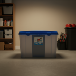 Contenedor de Almacenamiento de Plástico Transparente Azul Stefanplast de 120 Litros, con Tapa, Serie 13400, Ahorra Espacio - Product Image 3