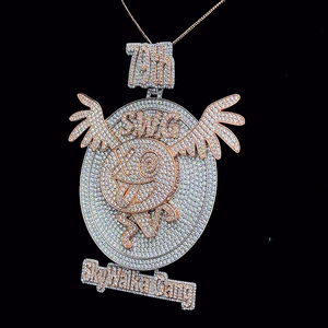 Pendentif en argent sterling plaqué or chrétien hip-hop personnalisé avec lettres en moissanite glacée VVS, style cubain unisexe, certifié GIA - Product Image 5