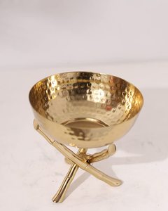 Cuenco de regalo de exhibición de fruta chapado en oro elegante de lujo nuevo diseño moderno artesanía de Metal hecha a mano fruta de Pedestal decorativa personalizada - Product Image 2