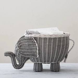 Panier de rangement décoratif pour chambre d'enfant, en rotin naturel tressé, en forme d'animal, panier à jouets pour enfants - Product Image 1