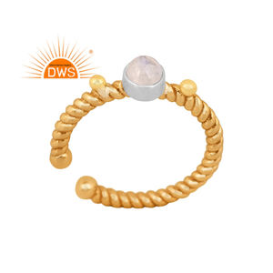 Último diseño hecho a mano 18K chapado en oro Natural Arco Iris Luna piedra preciosa oreja brazalete pendiente Demi joyería fina fabricante - Product Image 1